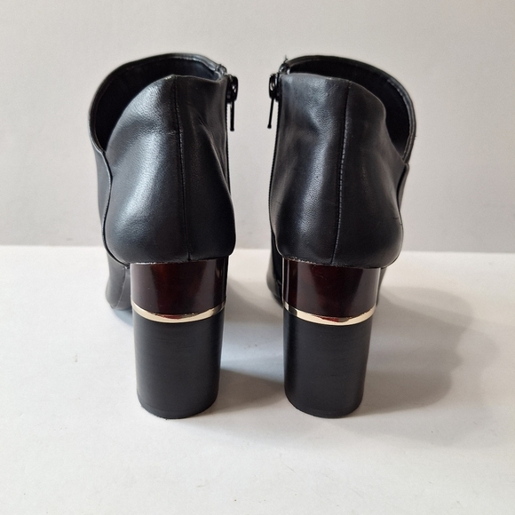Antonio Melani Black Octavien Leather Preppy Detail On Heel Ankle Boots Size 6 - Picture 7 of 12